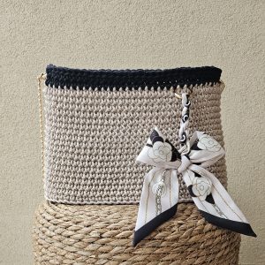 Sac " ACQUA " Beige détail noir