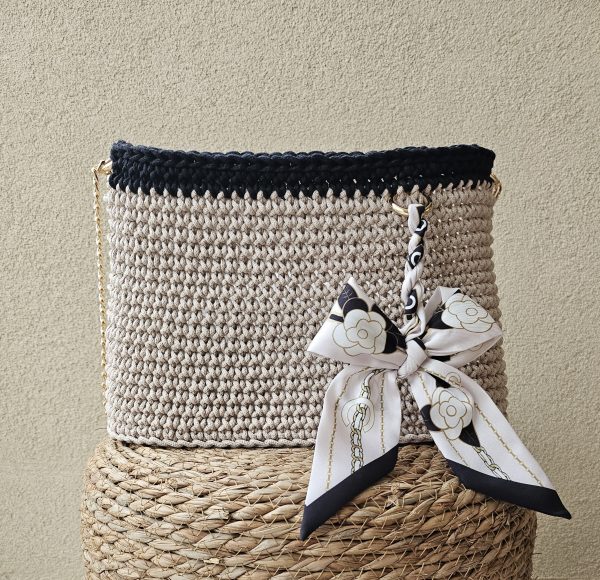 Sac " ACQUA " Beige détail noir